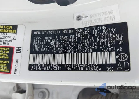 2019 Toyota Corolla Se из США, поврежденный, VIN 2T1BURHE5KC167870